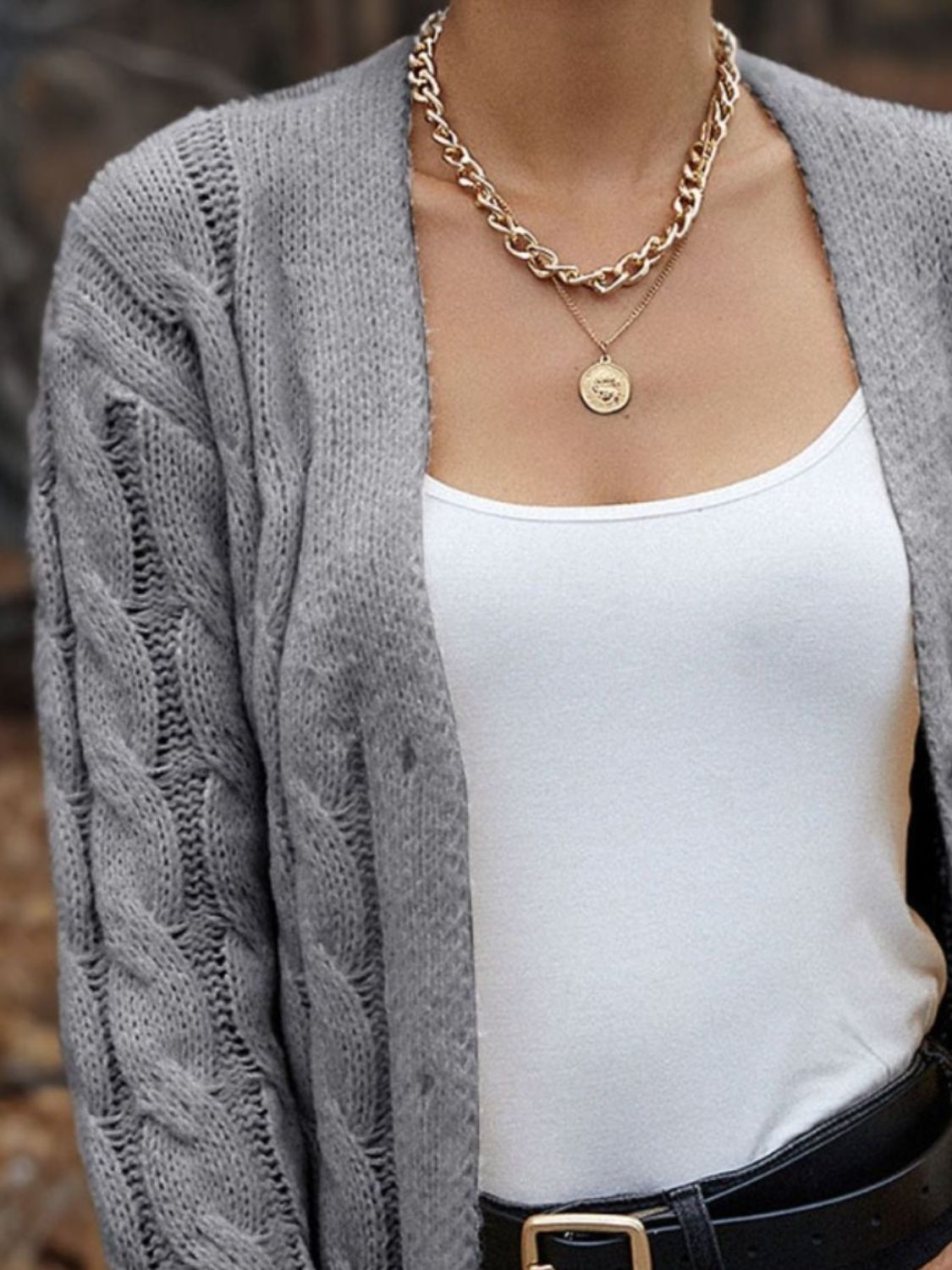 Cable-Knit Button Down Cardigan – view 2