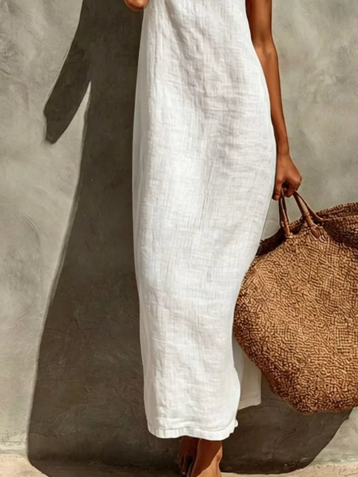 Sleeveless Linen-Look Casual Maxi Dress – view 3