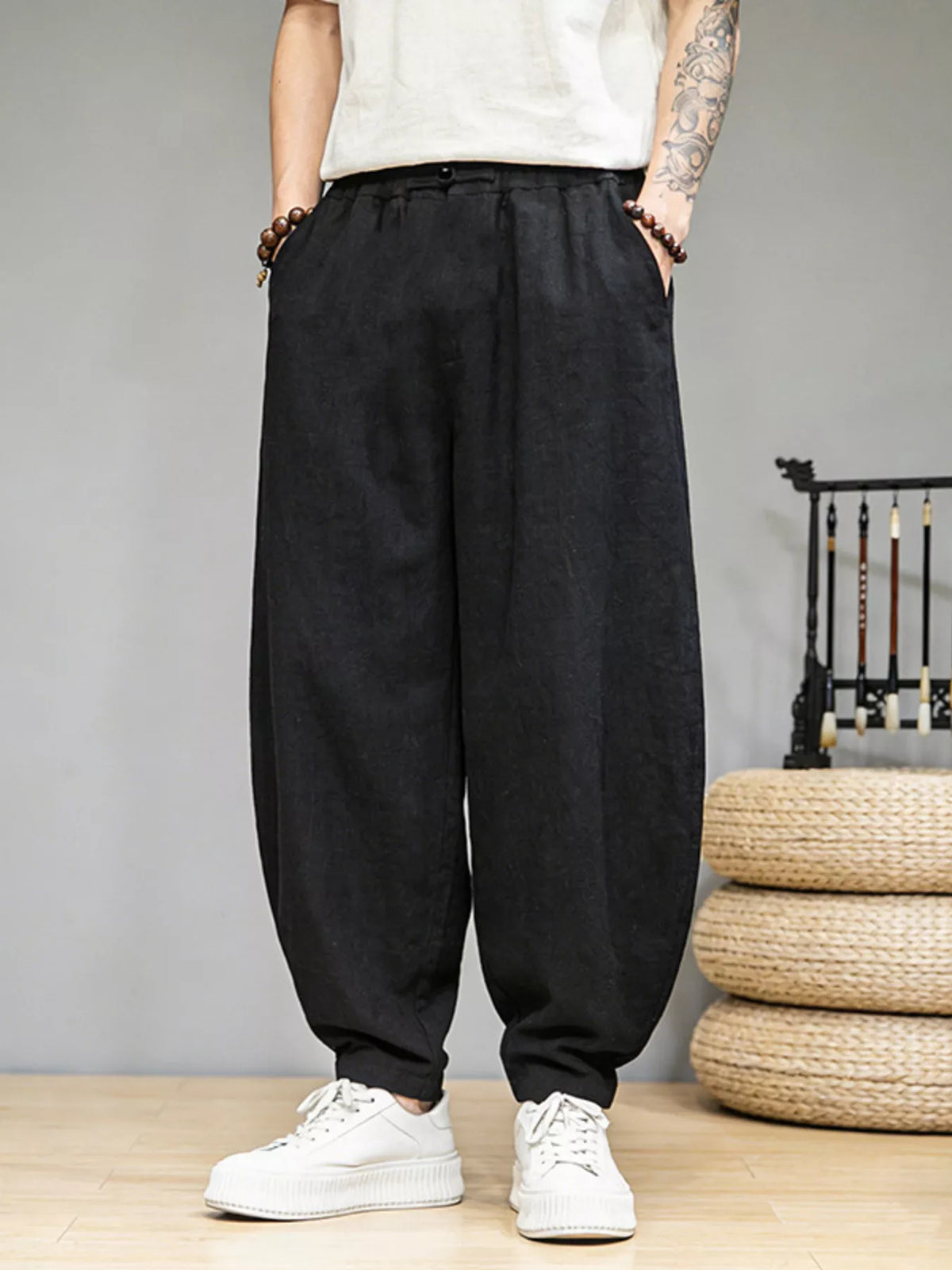 Men's Plus Size Loose Fit Pants with Pockets – view 3