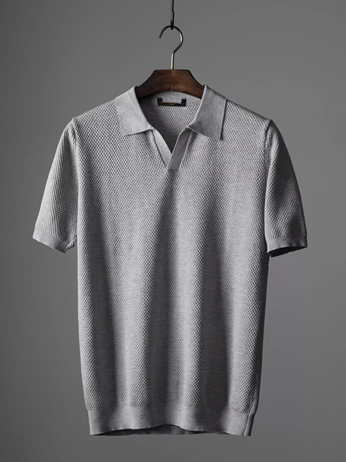 Men's Plus Size Textured Knit Short Sleeve Polo – view 3