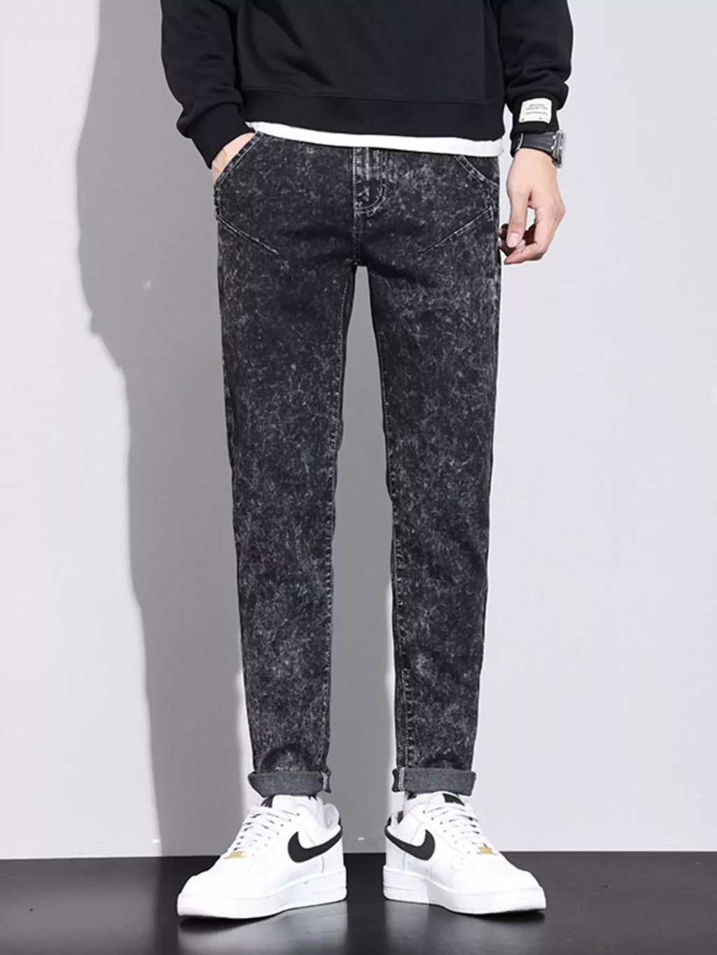 Men's Vintage Acid Wash Slim Fit Jeans