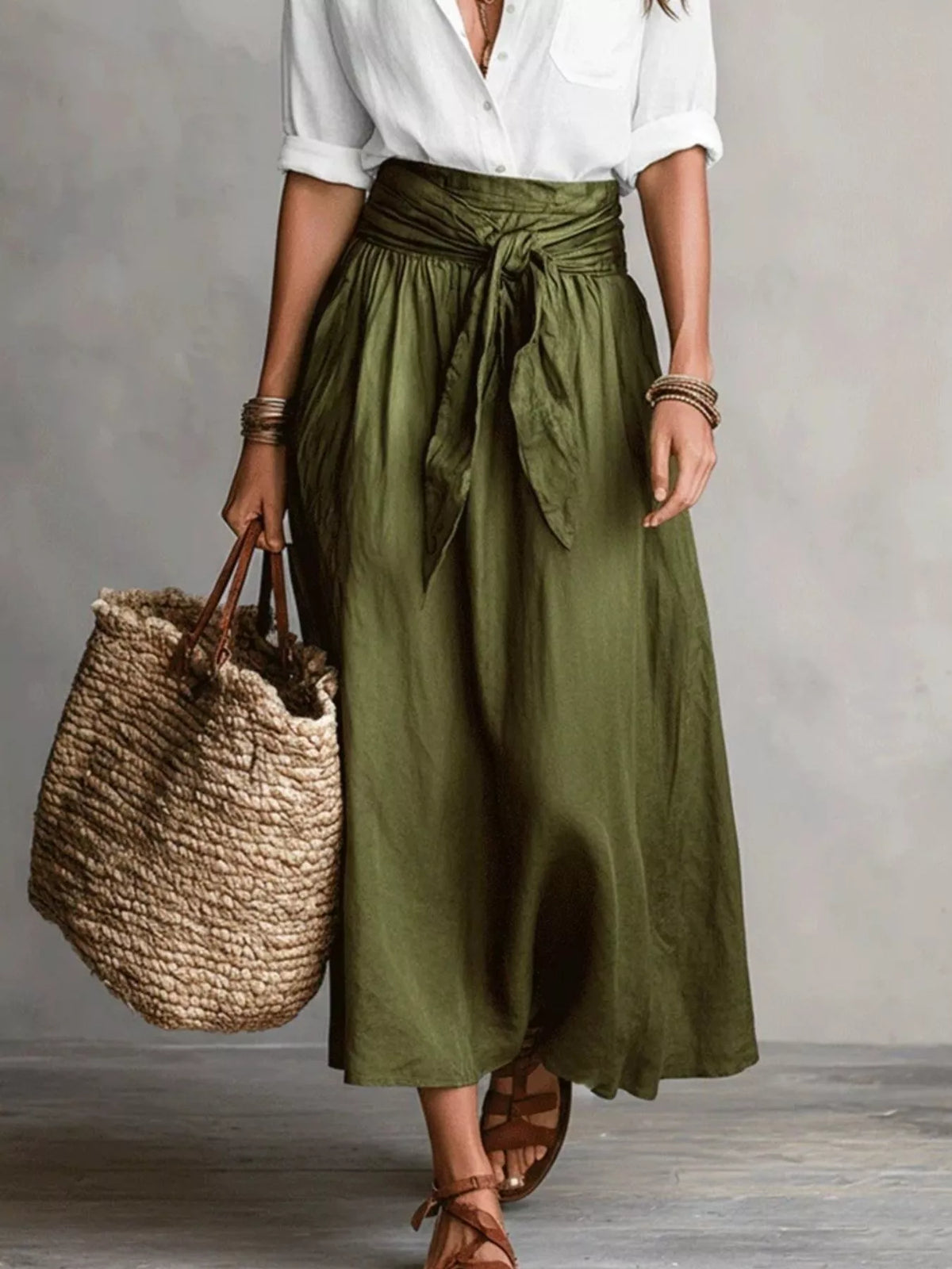 Full Size Button-Down Shirt and Skirt Set Plus Size – view 3