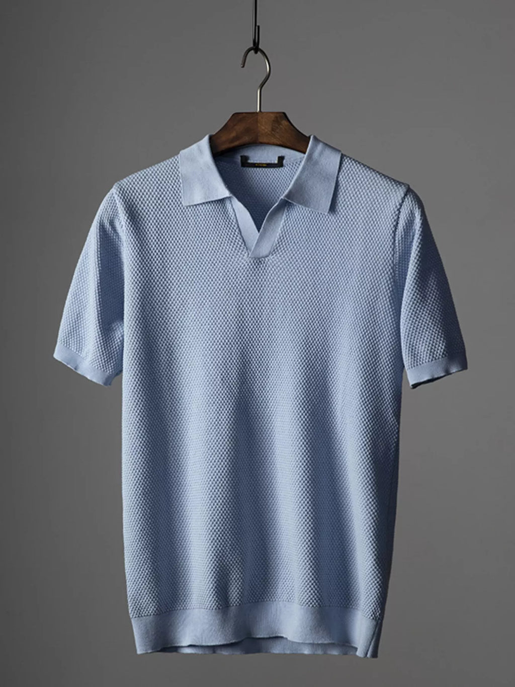 Men's Plus Size Textured Knit Short Sleeve Polo