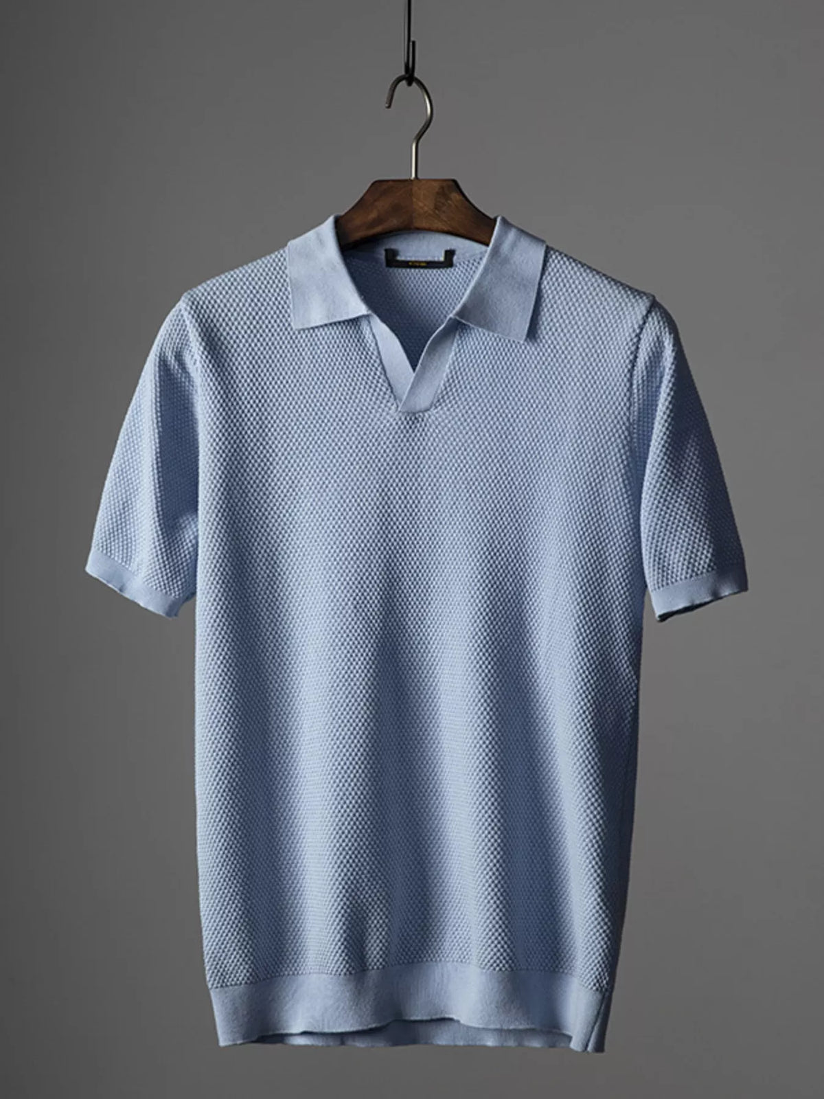 Men's Plus Size Textured Knit Short Sleeve Polo