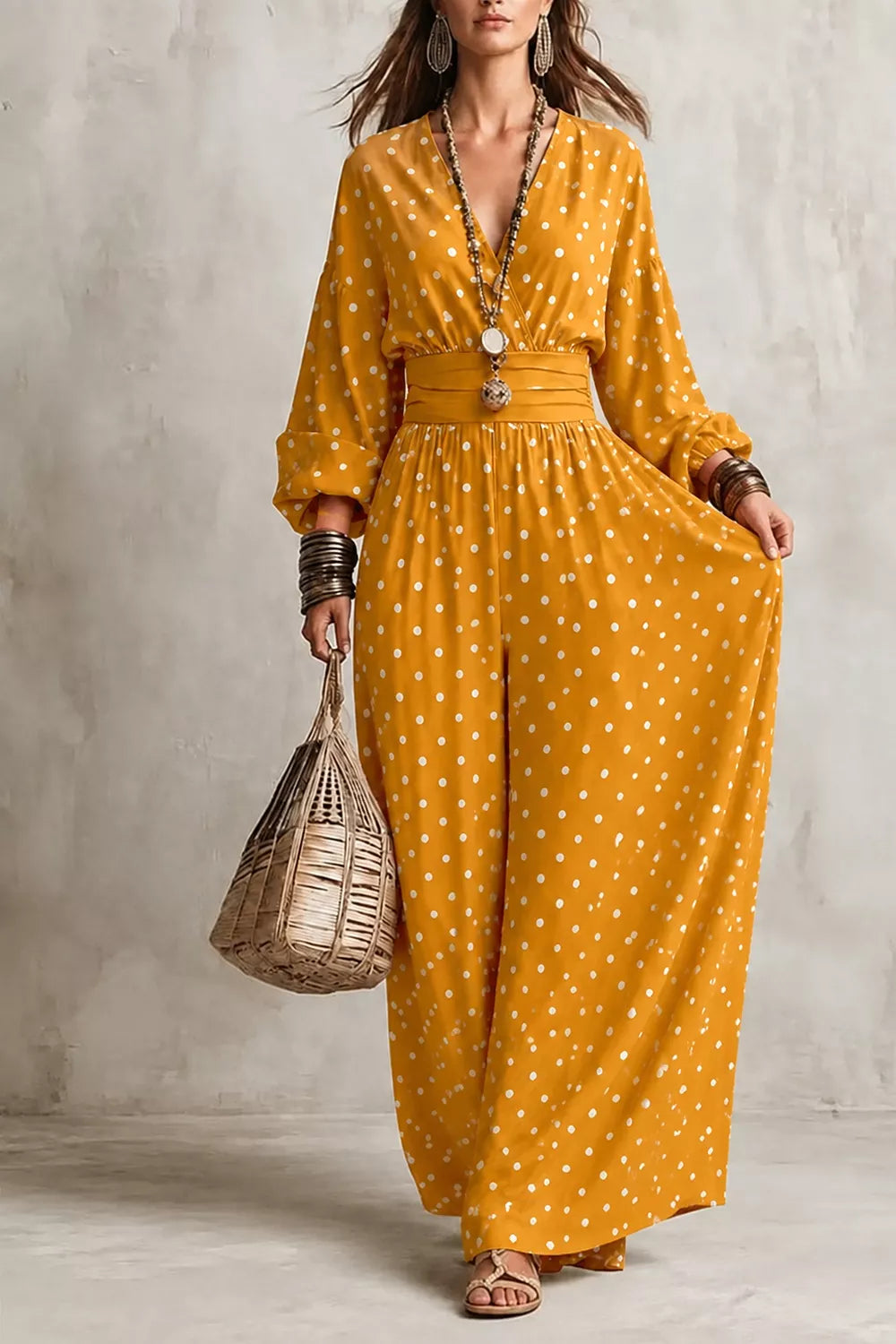 Polka Dot Wide-Leg Jumpsuit