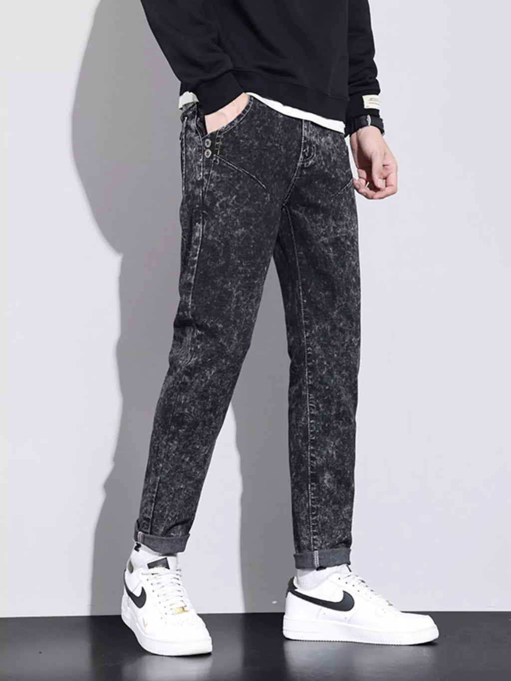 Men's Vintage Acid Wash Slim Fit Jeans – view 2
