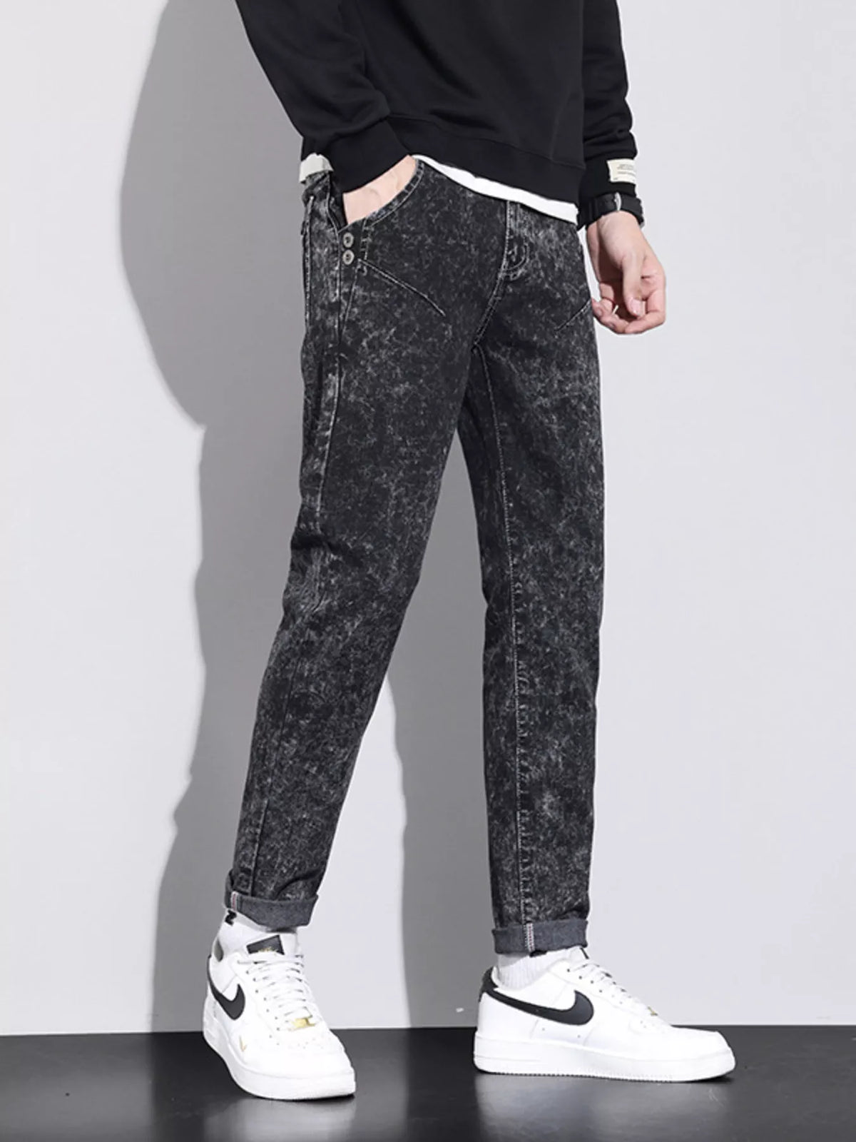 Men's Vintage Acid Wash Slim Fit Jeans – view 2