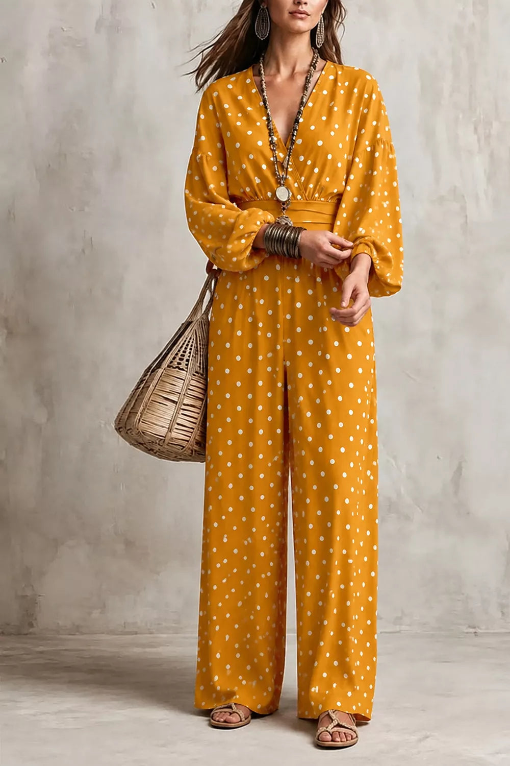 Polka Dot Wide-Leg Jumpsuit – view 3