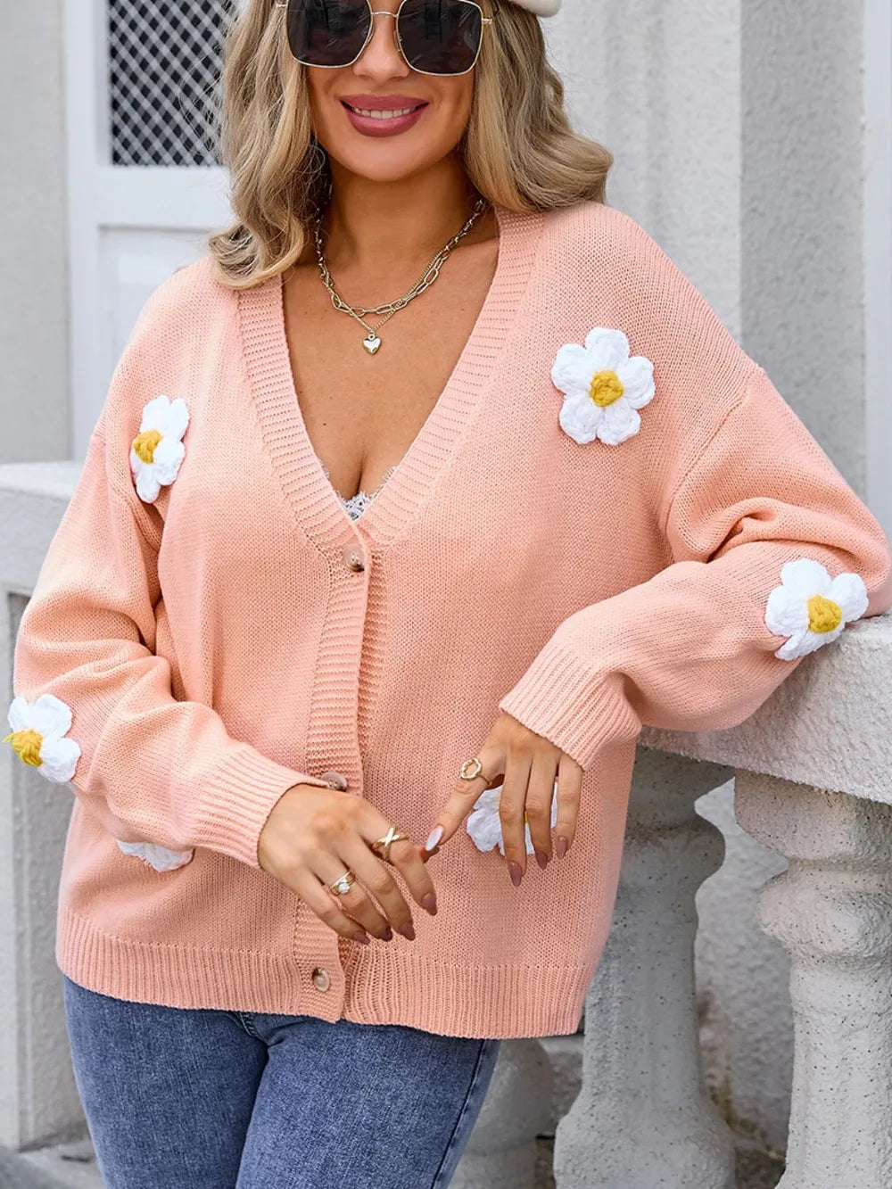 Angel Wings Crochet Flower Button Up Cardigan – view 3