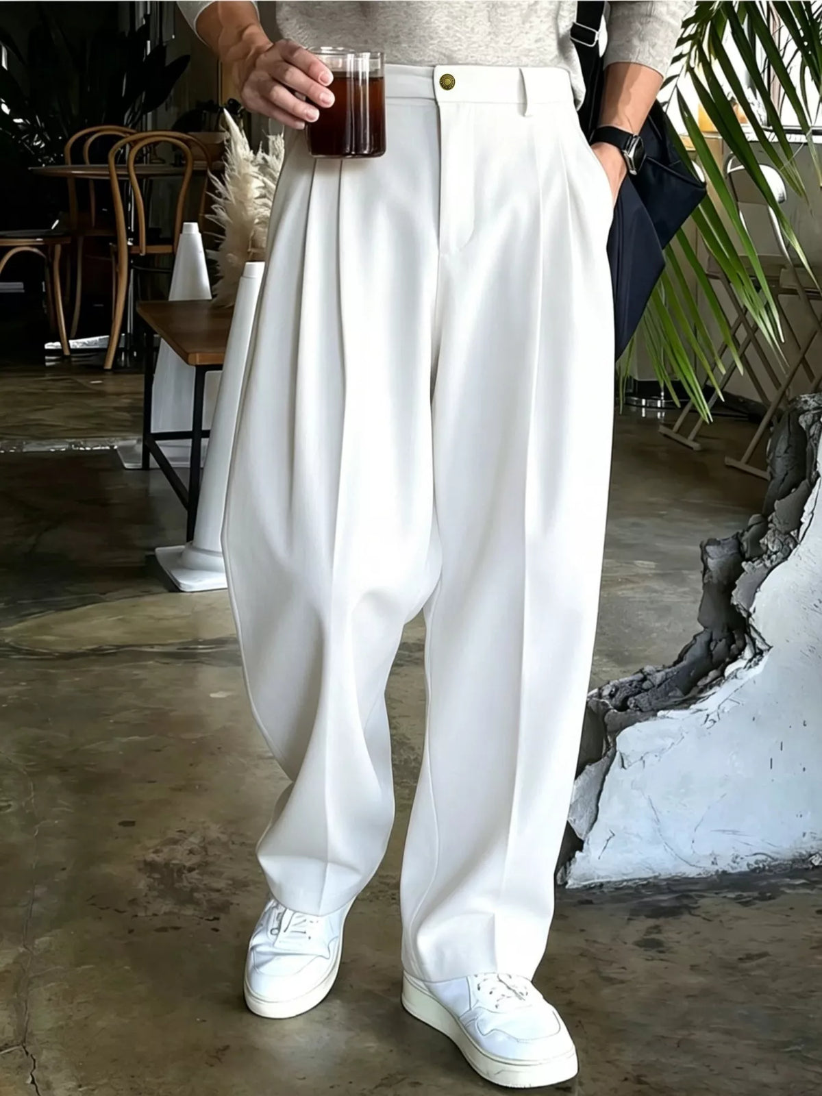 Men's High-Waisted Pleated Wide-Leg Dress Pants – view 2