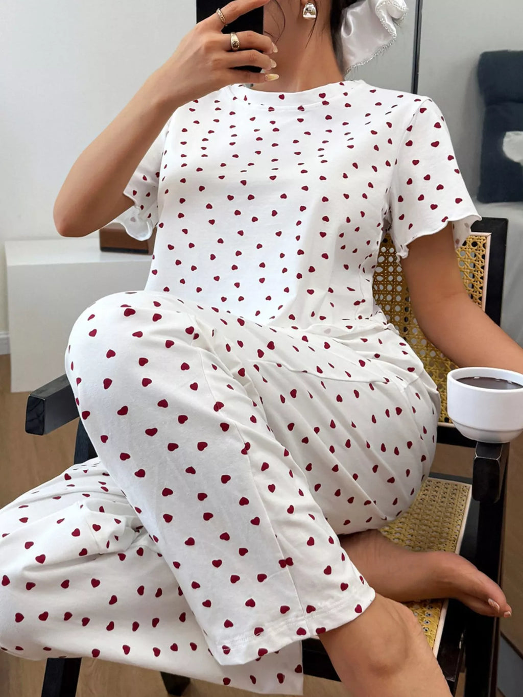 Polka Dot Short Sleeve Top and Shorts Set – view 3