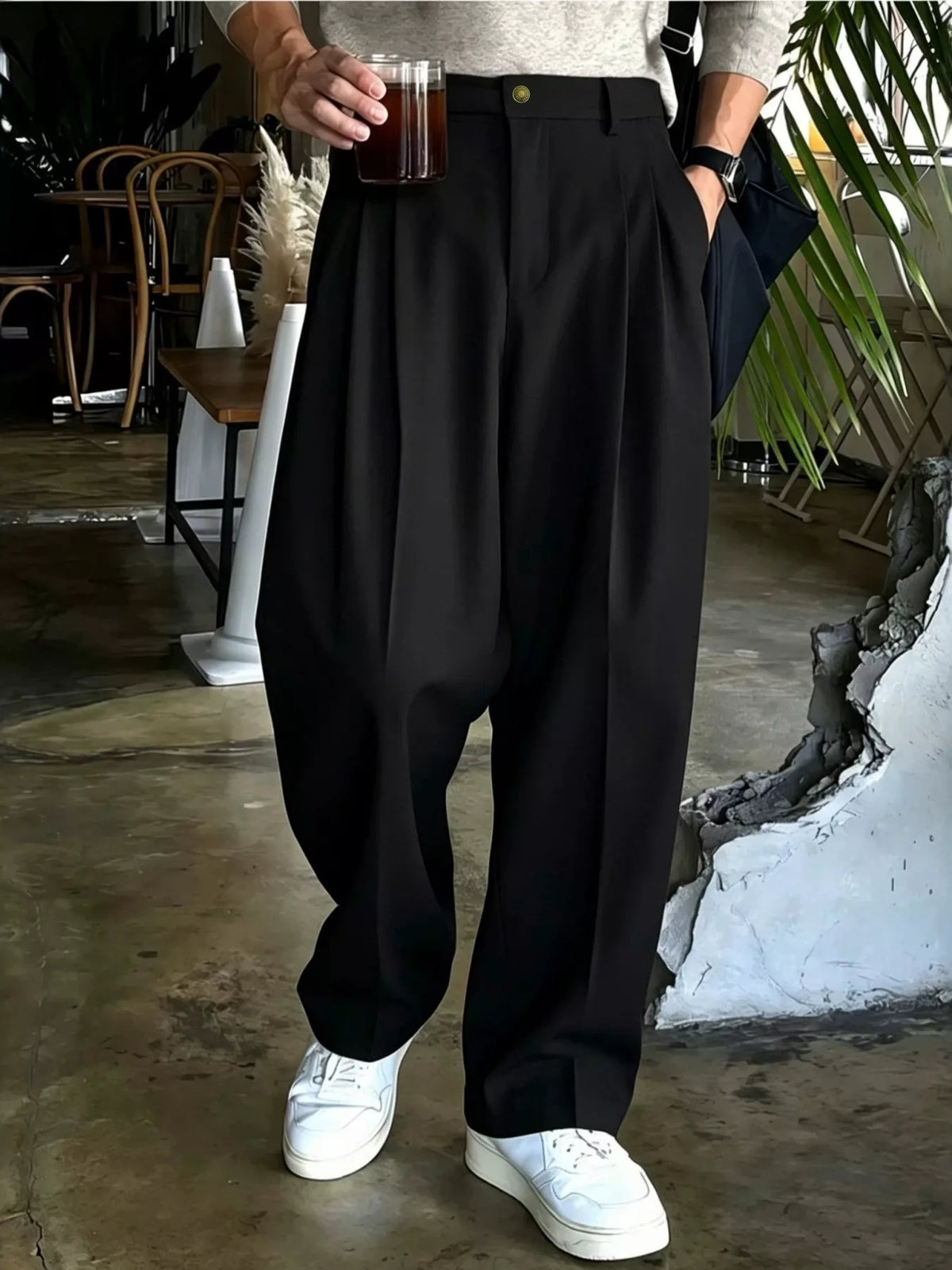 Men's High-Waisted Pleated Wide-Leg Dress Pants – view 3