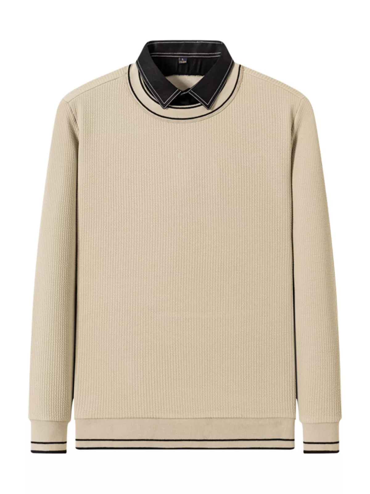 Men's Plus Size Collared Neck Ribbed Sweater